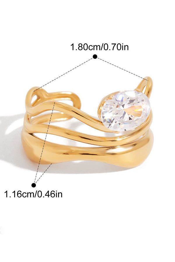 Elegant Zircon Geometric Titanium Steel Ring