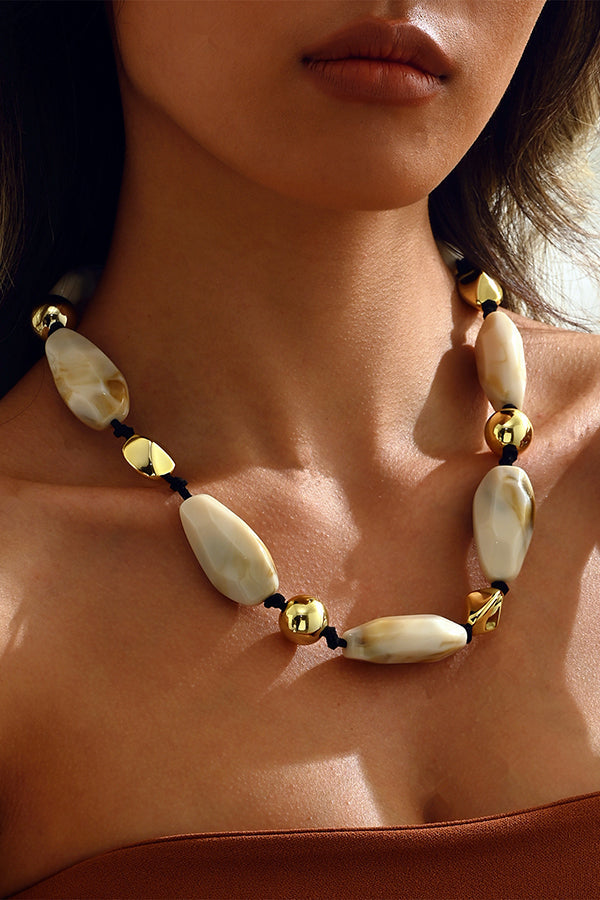 Bohemian Vintage Resin Beaded Necklace