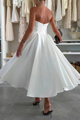 Sweet Cascade Solid Color Off Shoulder Pocket Full Hem Midi Dress