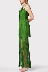 Sexy Halterneck Open Back Elegant Tassel Slim Maxi Dress