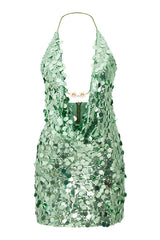 Sexy Halter Neck Sequined Open Back Mini Dress
