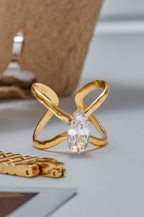 Elegant Zircon Geometric Titanium Steel Ring