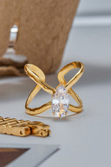 Elegant Zircon Geometric Titanium Steel Ring