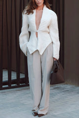 Retro V-neck Long-sleeved Sexy Hollow Loose Knitted Cardigan