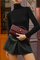 Woven Soft Leather Horizontal Square Accordion Bag