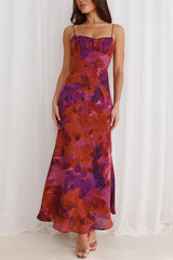 Fashion Tie-dye Backless Suspender Holiday Maxi Dress