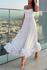 Spotlight Delight Floral Print Flounce Bustier Banquet Party Midi Dress