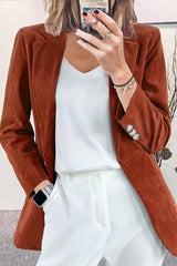 Solid Color Lapel Long Sleeve Button Casual Blazer