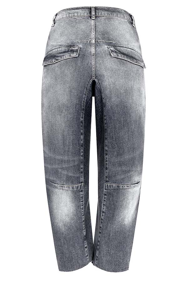 Casual Meetup Washed Denim Mid Rise Pocketed Barrel Jeans