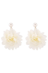 Fashion Holiday Fabric Floral Pearl Earrings