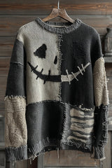Halloween Print Loose Round Neck Long Sleeve Casual Sweatshirt