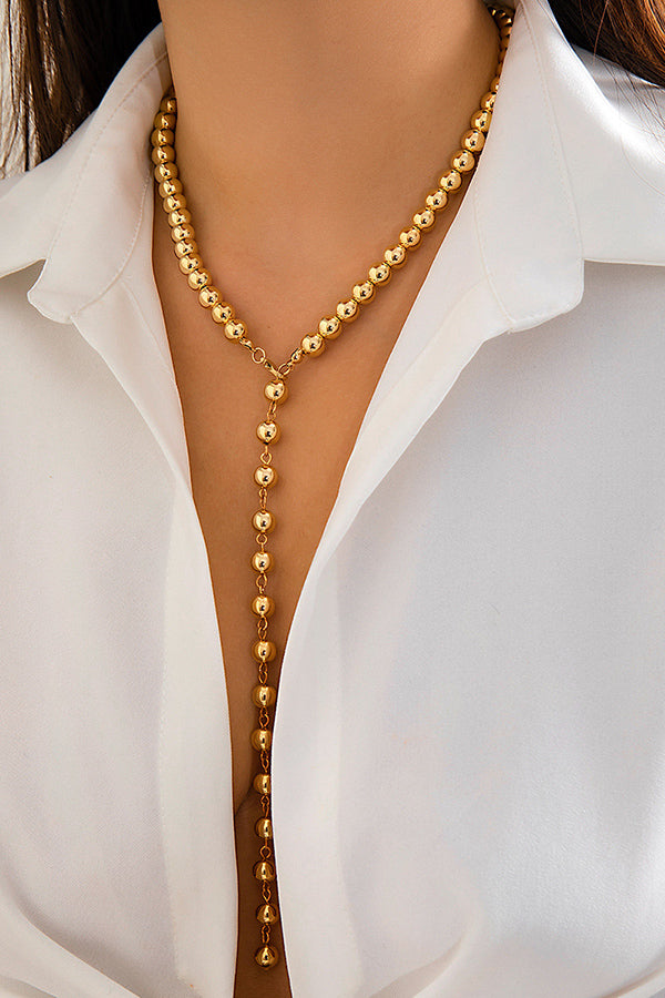 Vintage Beaded Chain Tassel Necklace