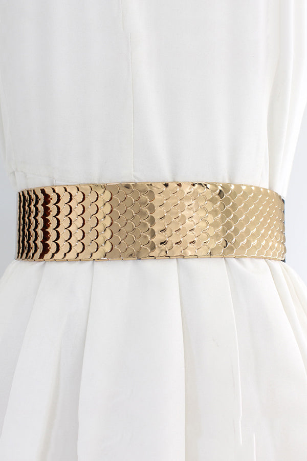 Fashionable Metal Fish Scale Elastic Belt