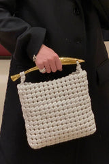 Fashionable and Versatile Woven Metal Handle Bag