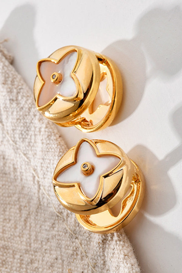 Fashionable Shell Light Luxury Metal Button Earrings