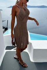 Weekends By The Coast Knit Front Cutout Slit Beach Midi Dress