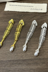 Personalized Fishbone Diamond Pearl Pendant Earrings