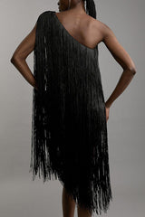 Fashion One-shoulder Slim-fit Elegant Tassel Mini Dress