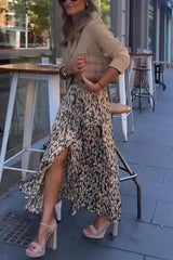 Unique Print High-Waisted Casual Slit Maxi Skirt