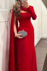 Solid Color Elegant Single Long Sleeve Ribbon Slim Maxi Dress