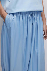 Solid Color Casual Pocket Elastic Waist Lantern Wide Leg Pants