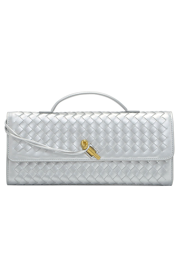 Woven Soft Leather Horizontal Square Accordion Bag