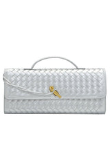 Woven Soft Leather Horizontal Square Accordion Bag