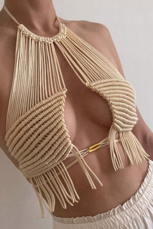 Bohemian Holiday Style Braided Fringe Vest