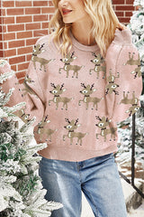 Christmas Deer Loose Round Neck Long Sleeve Knitted Sweater