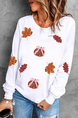 Halloween Pumpkin Print Loose Long-sleeved Casual Top