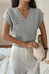 Solid Color Casual V-neck Knitted Sweater