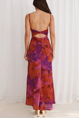 Fashion Tie-dye Backless Suspender Holiday Maxi Dress