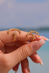 Elegant Super-shiny Zircon Star and Moon Irregular Geometric Ring