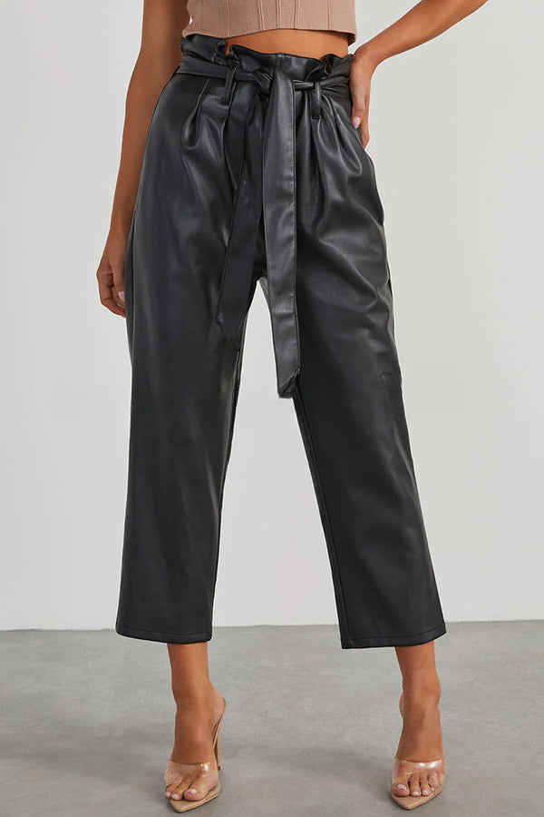 Work It Belt Pocket High Waist Leather Pants