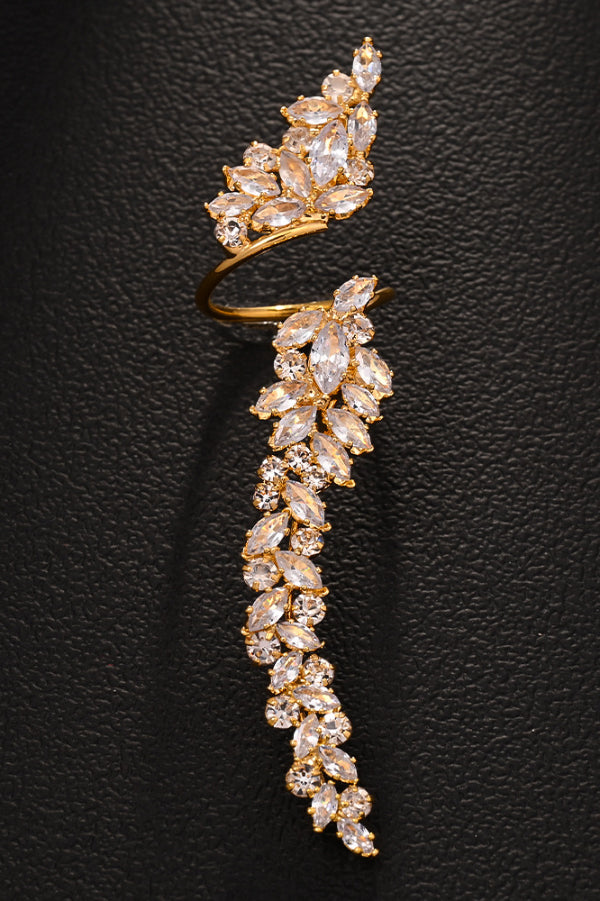 Stylish Zircon Leaf-shaped Open Ring