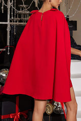 Dear Me Bow Detail Cape Pocket H-line Mini Dress