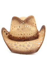 Vintage Western Cowboy Hollow Woven Straw Hat