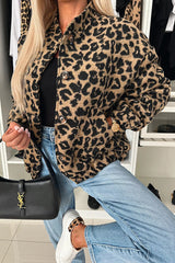 Leopard Print Loose Long-sleeved Pocket Casual Jacket