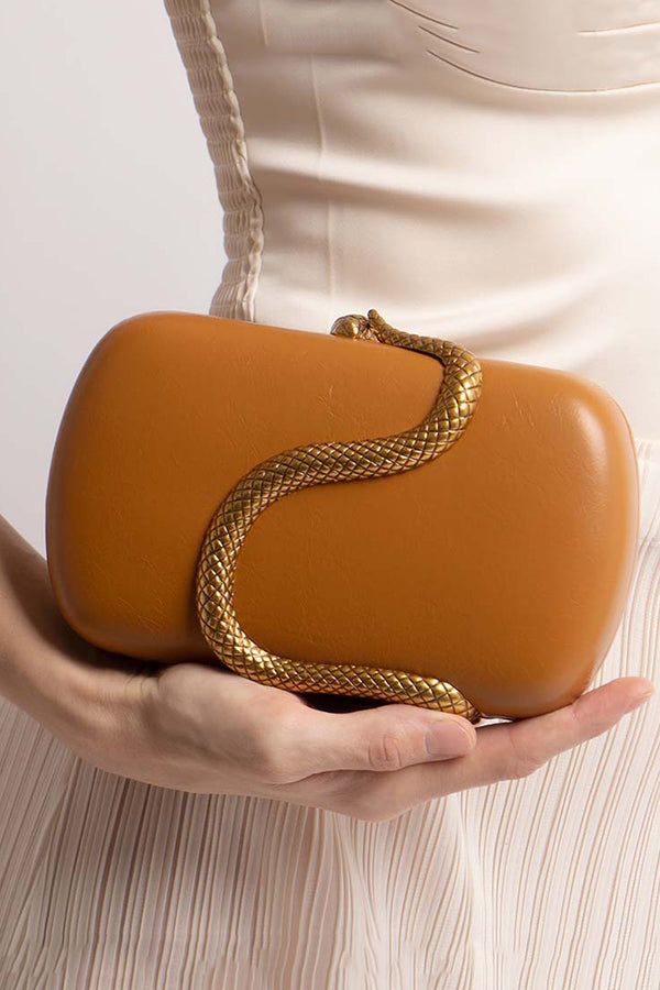 Fashionable Snake-embellished Evening Clutch