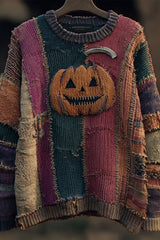 Halloween Print Loose Round Neck Long Sleeve Casual Sweatshirt