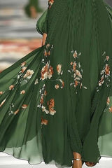 Floral Print Elegant Off-shoulder Fitted Waist Maxi Dress