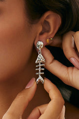 Fashionable Metal Fish Pendant Earrings