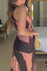 Unique Printed Off-the-shoulder Waisted Holiday Maxi Dress