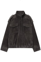 Fashionable Suede Loose Pocket Leather Jacket