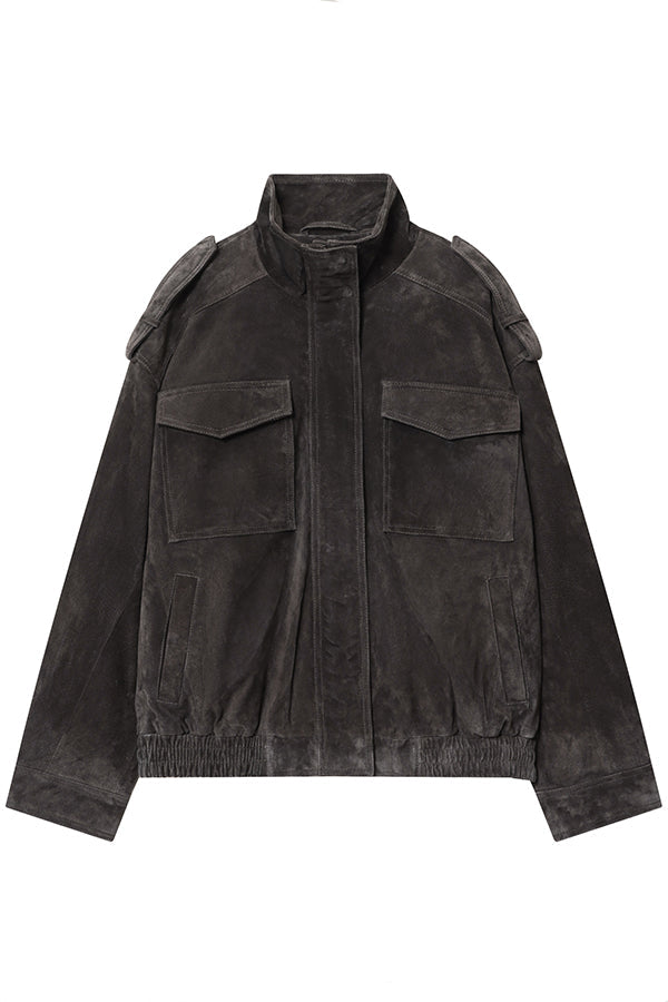 Fashionable Suede Loose Pocket Leather Jacket