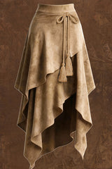 Fashionable Irregular Tie-up Tassel Embellishment Casual Midi Skirt