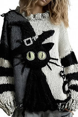 Halloween Casual Round Neck Long Sleeve Loose Knitted Sweater