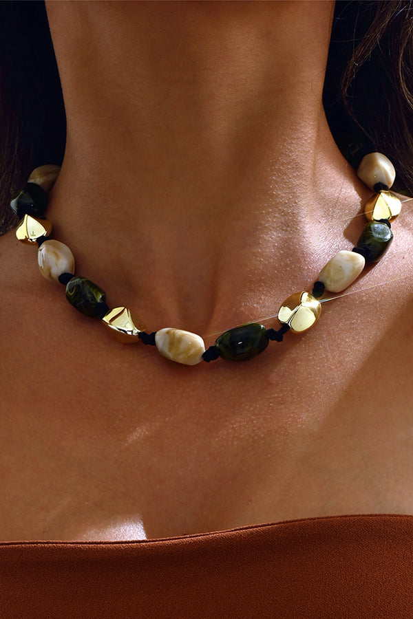 Bohemian Vintage Resin Beaded Necklace