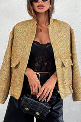 Fashion Sequin Long Sleeve Casual Pocket Loose Jacket
