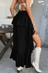 Bohemian Holiday Casual Pleated Patchwork Mini Skirt